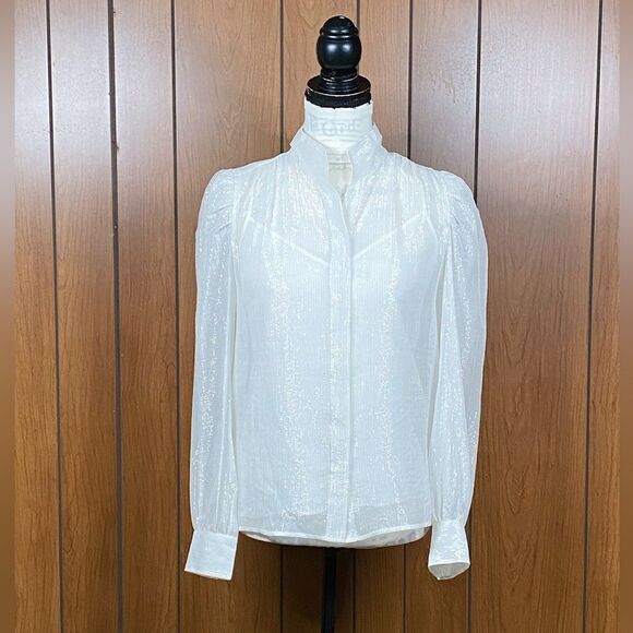 Frame Silk-Blend Long-Sleeve Blouse size S - Picture 6 of 16